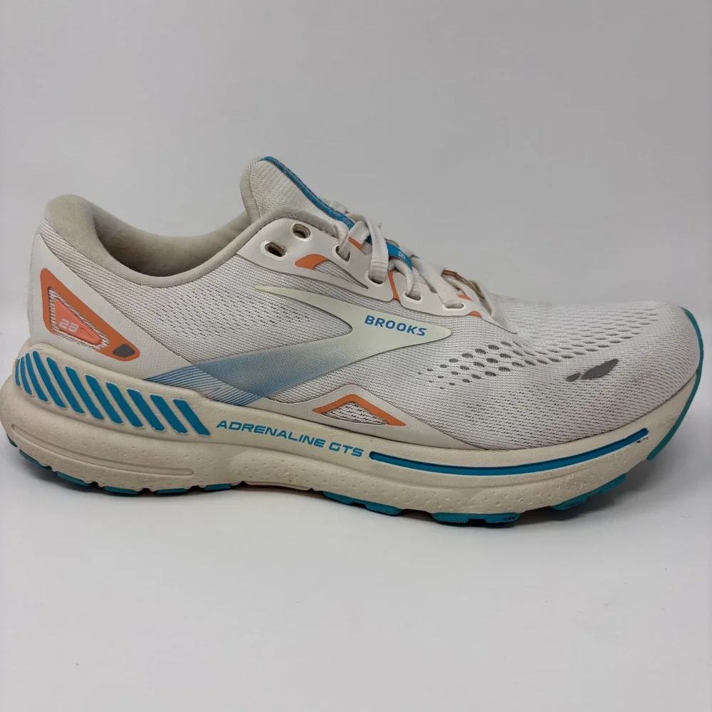 Brooks Adrenaline GTS 23 Women's Size 8 White Blue Running Shoes (1203811B152)
